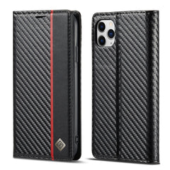 LC.IMEEKE Carbon Fiber PU + TPU Horizontal Flip Leather Case with Holder & Card Slot & Wallet, For iPhone 11, For iPhone 11 Pro, For iPhone 11 Pro Max, For iPhone 12 mini, For iPhone 12 / 12 Pro, For iPhone 12 Pro Max, For iPhone X / XS, For iPhone XR