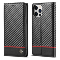 LC.IMEEKE Carbon Fiber PU + TPU Horizontal Flip Leather Case with Holder & Card Slot & Wallet, For iPhone 11, For iPhone 11 Pro, For iPhone 11 Pro Max, For iPhone 12 mini, For iPhone 12 / 12 Pro, For iPhone 12 Pro Max, For iPhone X / XS, For iPhone XR