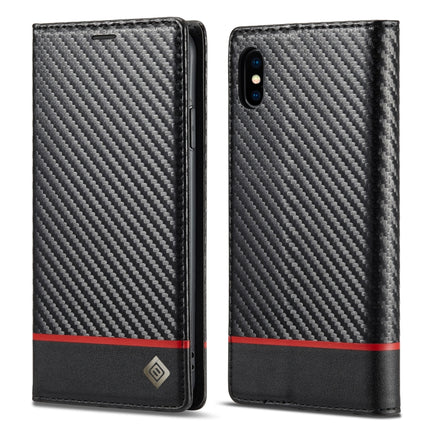 LC.IMEEKE Carbon Fiber PU + TPU Horizontal Flip Leather Case with Holder & Card Slot & Wallet, For iPhone 11, For iPhone 11 Pro, For iPhone 11 Pro Max, For iPhone 12 mini, For iPhone 12 / 12 Pro, For iPhone 12 Pro Max, For iPhone X / XS, For iPhone XR ...
