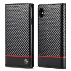 LC.IMEEKE Carbon Fiber PU + TPU Horizontal Flip Leather Case with Holder & Card Slot & Wallet, For iPhone 11, For iPhone 11 Pro, For iPhone 11 Pro Max, For iPhone 12 mini, For iPhone 12 / 12 Pro, For iPhone 12 Pro Max, For iPhone X / XS, For iPhone XR