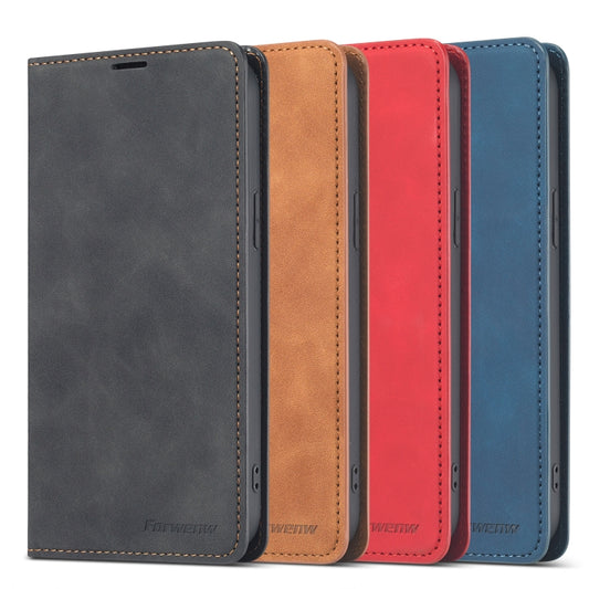 Forwenw Dream Series - Funda de cuero con tapa horizontal con borde de aceite magnético, ranura para tarjetas, soporte, marco de fotos y billetera, para iPhone 13 mini, iPhone 13, iPhone 13 Pro, iPhone 13 Pro Max
