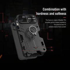 NILLKIN Shockproof CamShield Armor Protective Case with Invisible Ring Holder, For iPhone 13, For iPhone 13 Pro, For iPhone 13 Pro Max