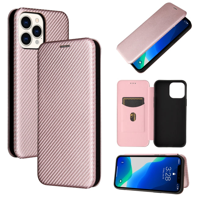 Magnetische Horizontal-Flip-Hülle aus TPU + PC + PU-Leder mit Kohlefaserstruktur und Kartensteckplatz, für iPhone 13 Pro Max, für iPhone 13 Pro, für iPhone 13, für iPhone 13 mini