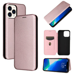 Carbon Fiber Texture Magnetic Horizontal Flip TPU + PC + PU Leather Case with Card Slot, For iPhone 13 Pro Max, For iPhone 13 Pro, For iPhone 13, For iPhone 13 mini