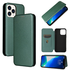 Carbon Fiber Texture Magnetic Horizontal Flip TPU + PC + PU Leather Case with Card Slot, For iPhone 13 Pro Max, For iPhone 13 Pro, For iPhone 13, For iPhone 13 mini