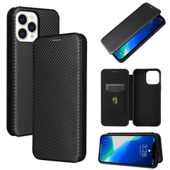 Carbon Fiber Texture Magnetic Horizontal Flip TPU + PC + PU Leather Case with Card Slot, For iPhone 13 Pro Max, For iPhone 13 Pro, For iPhone 13, For iPhone 13 mini