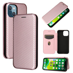 Carbon Fiber Texture Magnetic Horizontal Flip TPU + PC + PU Leather Case with Card Slot, For iPhone 13 Pro Max, For iPhone 13 Pro, For iPhone 13, For iPhone 13 mini