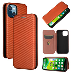 Carbon Fiber Texture Magnetic Horizontal Flip TPU + PC + PU Leather Case with Card Slot, For iPhone 13 Pro Max, For iPhone 13 Pro, For iPhone 13, For iPhone 13 mini