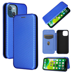 Carbon Fiber Texture Magnetic Horizontal Flip TPU + PC + PU Leather Case with Card Slot, For iPhone 13 Pro Max, For iPhone 13 Pro, For iPhone 13, For iPhone 13 mini