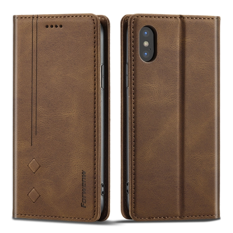 Forwenw F2 Series Magnetic Horizontal Flip Leather Case with Holder & Card Slots & Wallet