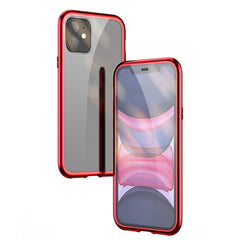 Ultra Slim Double Sides Magnetic Adsorption Angular Frame Tempered Glass Magnet Flip Case, For iPhone 11, For iPhone 11 Pro, For iPhone 11 Pro Max