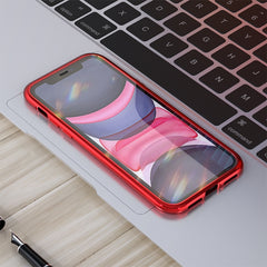 Ultra Slim Double Sides Magnetic Adsorption Angular Frame Tempered Glass Magnet Flip Case, For iPhone 11, For iPhone 11 Pro, For iPhone 11 Pro Max