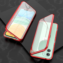 Ultra Slim Double Sides Magnetic Adsorption Angular Frame Tempered Glass Magnet Flip Case, For iPhone 11, For iPhone 11 Pro, For iPhone 11 Pro Max