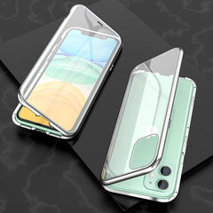 Ultra Slim Double Sides Magnetic Adsorption Angular Frame Tempered Glass Magnet Flip Case, For iPhone 11, For iPhone 11 Pro, For iPhone 11 Pro Max