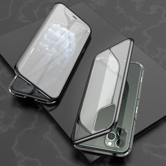 Ultra Slim Double Sides Magnetic Adsorption Angular Frame Tempered Glass Magnet Flip Case, For iPhone 11, For iPhone 11 Pro, For iPhone 11 Pro Max