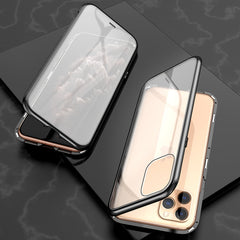 Ultra Slim Double Sides Magnetic Adsorption Angular Frame Tempered Glass Magnet Flip Case, For iPhone 11, For iPhone 11 Pro, For iPhone 11 Pro Max