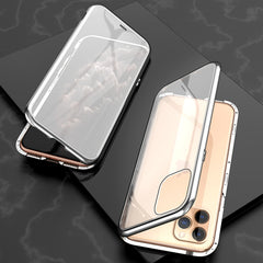 Ultra Slim Double Sides Magnetic Adsorption Angular Frame Tempered Glass Magnet Flip Case, For iPhone 11, For iPhone 11 Pro, For iPhone 11 Pro Max