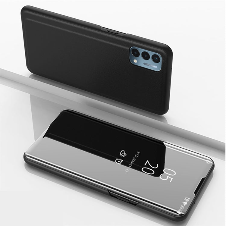 Plated Mirror Horizontal Flip Leather Case with Holder, For OnePlus N200 5G