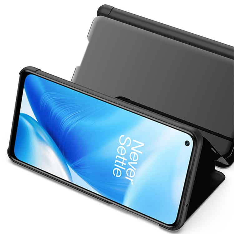 Plated Mirror Horizontal Flip Leather Case with Holder, For OnePlus N200 5G