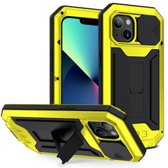 R-JUST Sliding Camera Shockproof Waterproof Dust-proof Metal + Silicone Protective Case with Holder, For iPhone 13 mini, For iPhone 13, For iPhone 13 Pro, For iPhone 13 Pro Max