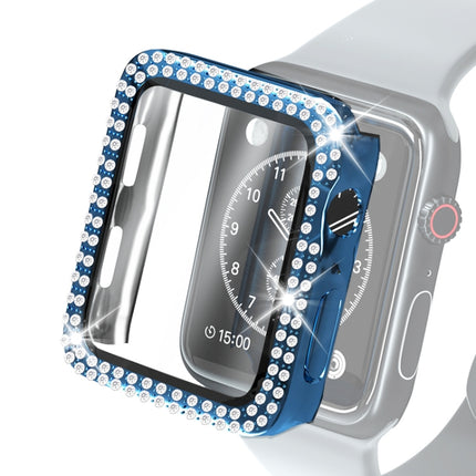 Electroplating PC Double Rows Diamond Protective Case with Tempered Glass Film For Apple Watch Series, 3 & 2 & 1 38mm, 3 & 2 & 1 42mm