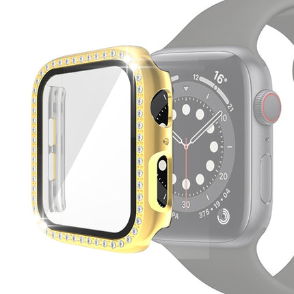 Electroplating PC Single Row Diamond Protective Case with Tempered Glass Film For Apple Watch Series, 3 & 2 & 1 38mm, 3 & 2 & 1 42mm