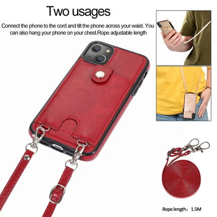 Funda protectora de cuero PU + TPU a prueba de golpes con ranura para tarjetas y cordón, para iPhone 13 mini, para iPhone 13, para iPhone 13 Pro, para iPhone 13 Pro Max