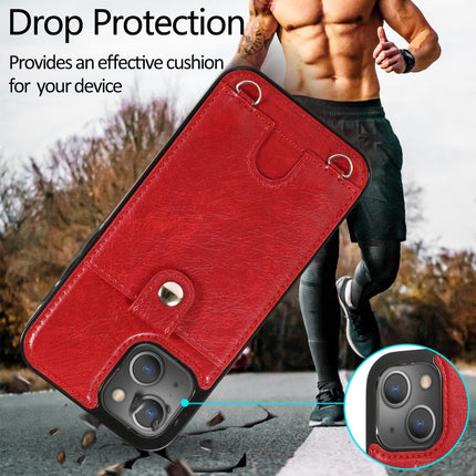 Funda protectora de cuero PU + TPU a prueba de golpes con ranura para tarjetas y cordón, para iPhone 13 mini, para iPhone 13, para iPhone 13 Pro, para iPhone 13 Pro Max