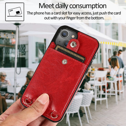 Funda protectora de cuero PU + TPU a prueba de golpes con ranura para tarjetas y cordón, para iPhone 13 mini, para iPhone 13, para iPhone 13 Pro, para iPhone 13 Pro Max