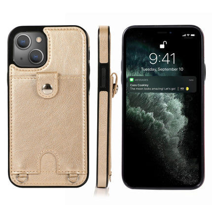 Funda protectora de cuero PU + TPU a prueba de golpes con ranura para tarjetas y cordón, para iPhone 13 mini, para iPhone 13, para iPhone 13 Pro, para iPhone 13 Pro Max