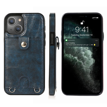 Funda protectora de cuero PU + TPU a prueba de golpes con ranura para tarjetas y cordón, para iPhone 13 mini, para iPhone 13, para iPhone 13 Pro, para iPhone 13 Pro Max