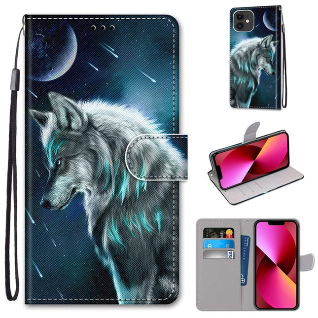 Coloured Drawing Cross Texture Horizontal Flip PU Leather Case with Holder & Card Slots & Wallet & Lanyard, For iPhone 13