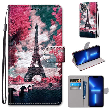 Coloured Drawing Cross Texture Horizontal Flip PU Leather Case with Holder & Card Slots & Wallet & Lanyard, For iPhone 13 Pro Max