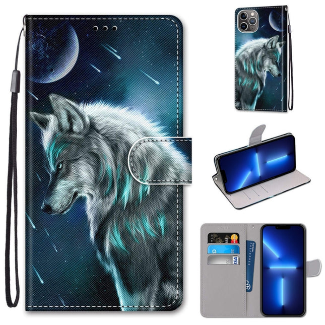 Coloured Drawing Cross Texture Horizontal Flip PU Leather Case with Holder & Card Slots & Wallet & Lanyard, For iPhone 13 Pro Max