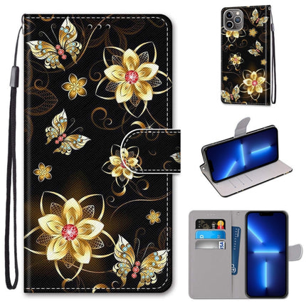 Coloured Drawing Cross Texture Horizontal Flip PU Leather Case with Holder & Card Slots & Wallet & Lanyard, For iPhone 13 Pro Max