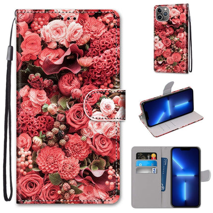 Coloured Drawing Cross Texture Horizontal Flip PU Leather Case with Holder & Card Slots & Wallet & Lanyard, For iPhone 13 Pro Max
