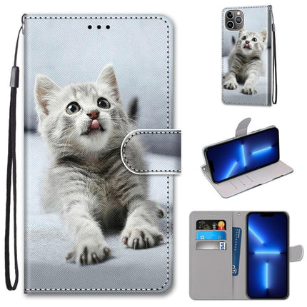 Coloured Drawing Cross Texture Horizontal Flip PU Leather Case with Holder & Card Slots & Wallet & Lanyard, For iPhone 13 Pro Max