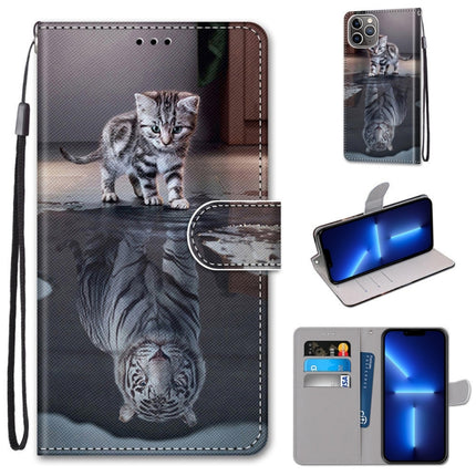 Coloured Drawing Cross Texture Horizontal Flip PU Leather Case with Holder & Card Slots & Wallet & Lanyard, For iPhone 13 Pro Max
