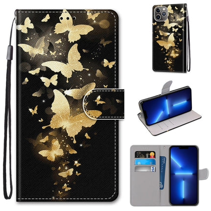 Coloured Drawing Cross Texture Horizontal Flip PU Leather Case with Holder & Card Slots & Wallet & Lanyard, For iPhone 13 Pro Max