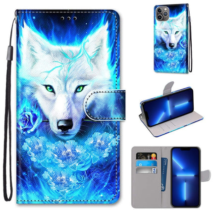 Coloured Drawing Cross Texture Horizontal Flip PU Leather Case with Holder & Card Slots & Wallet & Lanyard, For iPhone 13 Pro Max