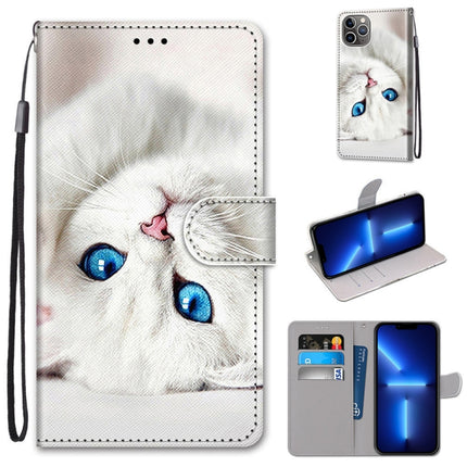 Coloured Drawing Cross Texture Horizontal Flip PU Leather Case with Holder & Card Slots & Wallet & Lanyard, For iPhone 13 Pro Max