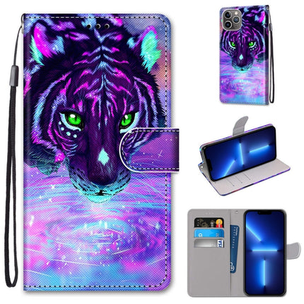 Coloured Drawing Cross Texture Horizontal Flip PU Leather Case with Holder & Card Slots & Wallet & Lanyard, For iPhone 13 Pro Max