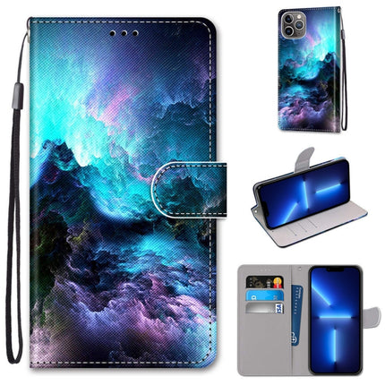 Coloured Drawing Cross Texture Horizontal Flip PU Leather Case with Holder & Card Slots & Wallet & Lanyard, For iPhone 13 Pro Max