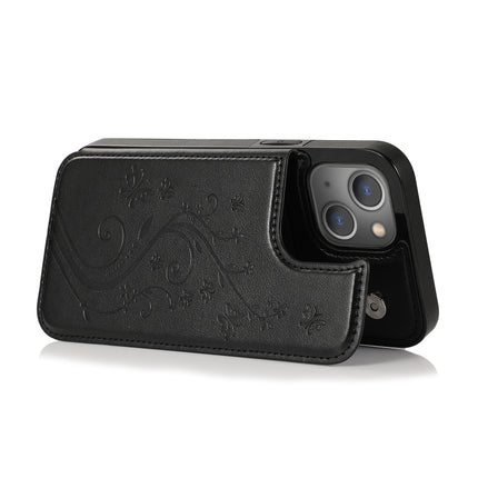 Butterflies Flowers Double Buckle PU + TPU Protective Case with Holder & Card Slots & Photo Frame, For iPhone 13 mini, For iPhone 13