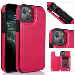 Double Buckle Shockproof PU Protective Case with Card Slots & Holder, For iPhone 13, For  iPhone 13 Mini, For iPhone 13 Pro