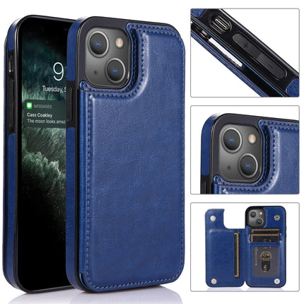 Double Buckle Shockproof PU Protective Case with Card Slots & Holder, For iPhone 13, For  iPhone 13 Mini, For iPhone 13 Pro