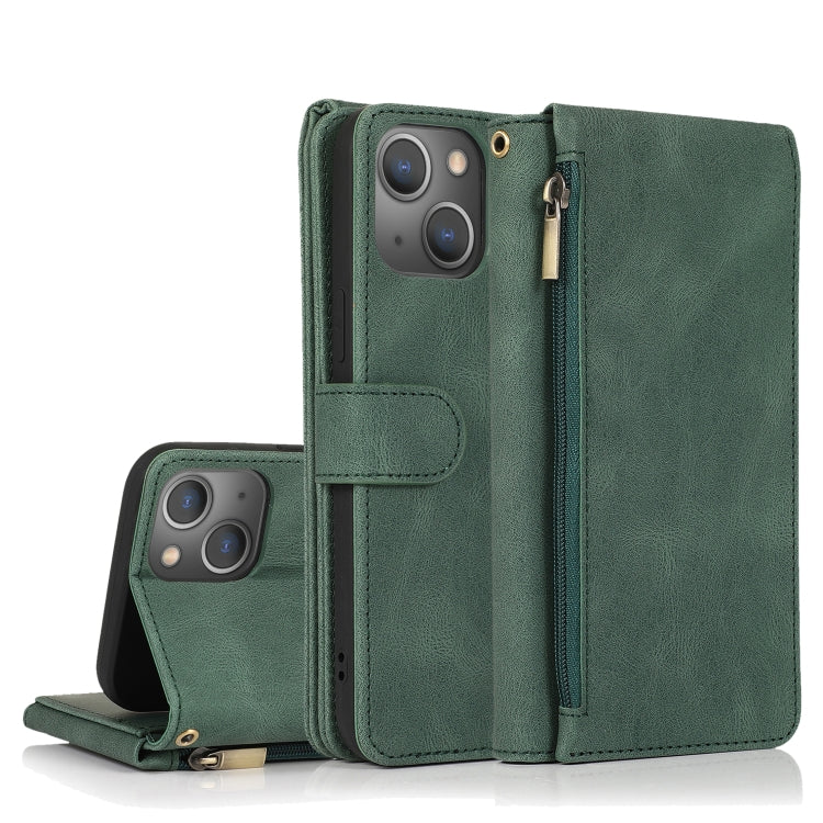 Skin-feel Crazy Horse Texture Zipper Wallet Bag Horizontal Flip Leather Case with Holder & Card Slots & Wallet & Lanyard, For iPhone 13 mini, For iPhone 13, For iPhone 13 Pro, For iPhone 13 Pro Max