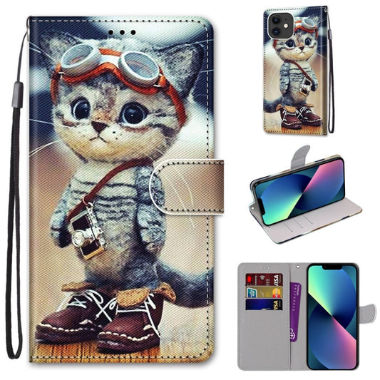 Coloured Drawing Cross Texture Horizontal Flip PU Leather Case with Holder & Card Slots & Wallet & Lanyard, For iPhone 13 mini