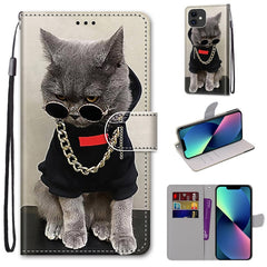 Coloured Drawing Cross Texture Horizontal Flip PU Leather Case with Holder & Card Slots & Wallet & Lanyard, For iPhone 13 mini