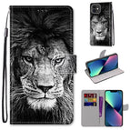 For iPhone 13 mini / B11 Black White Lion Head